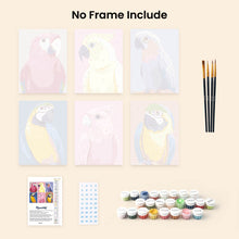 Load image into Gallery viewer, Mini Paint by numbers 15x20cm (6 pieces) - Tropical Feathers