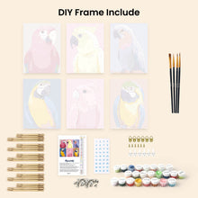 Load image into Gallery viewer, Mini Paint by numbers 15x20cm (6 pieces) - Tropical Feathers