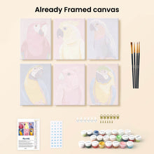 Load image into Gallery viewer, Mini Paint by numbers 15x20cm (6 pieces) - Tropical Feathers