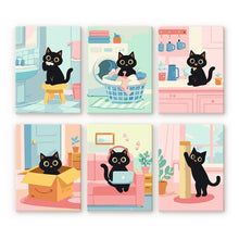 Load image into Gallery viewer, Mini Paint by numbers 15x20cm (6 pieces) - Kitty at Home Figured'Art