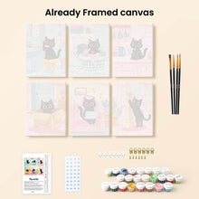 Load image into Gallery viewer, Mini Paint by numbers 15x20cm (6 pieces) - Kitty at Home