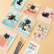 Load image into Gallery viewer, Mini Paint by numbers 15x20cm (6 pieces) - Playful Kitty