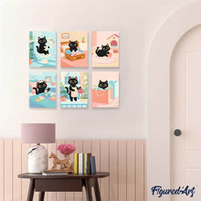 Load image into Gallery viewer, Mini Paint by numbers 15x20cm (6 pieces) - Playful Kitty