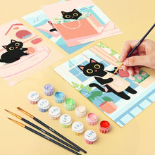 Load image into Gallery viewer, Mini Paint by numbers 15x20cm (6 pieces) - Playful Kitty