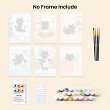 Load image into Gallery viewer, Mini Paint by numbers 15x20cm (6 pieces) - Playful Kitty