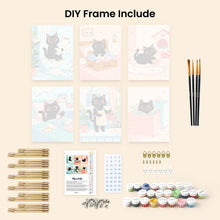 Load image into Gallery viewer, Mini Paint by numbers 15x20cm (6 pieces) - Playful Kitty
