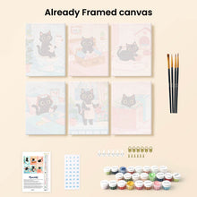 Load image into Gallery viewer, Mini Paint by numbers 15x20cm (6 pieces) - Playful Kitty