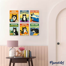 Load image into Gallery viewer, Mini Paint by numbers 15x20cm (6 pieces) - Good Times Cats