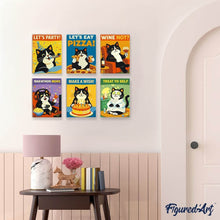 Load image into Gallery viewer, Mini Paint by numbers 15x20cm (6 pieces) - Happy Cat Moments