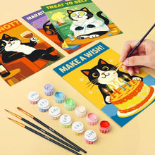 Load image into Gallery viewer, Mini Paint by numbers 15x20cm (6 pieces) - Happy Cat Moments