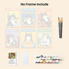 Load image into Gallery viewer, Mini Paint by numbers 15x20cm (6 pieces) - Happy Cat Moments