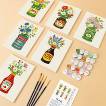Load image into Gallery viewer, Mini Paint by numbers 15x20cm (6 pieces) - Blooming Bottles