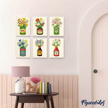 Load image into Gallery viewer, Mini Paint by numbers 15x20cm (6 pieces) - Blooming Bottles