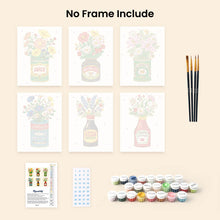 Load image into Gallery viewer, Mini Paint by numbers 15x20cm (6 pieces) - Blooming Bottles