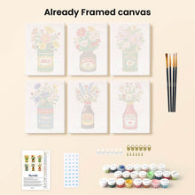 Load image into Gallery viewer, Mini Paint by numbers 15x20cm (6 pieces) - Blooming Bottles