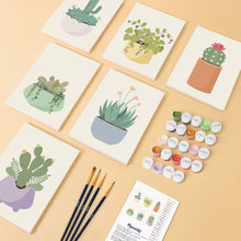 Load image into Gallery viewer, Mini Paint by numbers 15x20cm (6 pieces) - Cute Cactus Collection 1