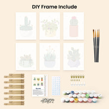 Load image into Gallery viewer, Mini Paint by numbers 15x20cm (6 pieces) - Cute Cactus Collection 1