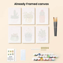 Load image into Gallery viewer, Mini Paint by numbers 15x20cm (6 pieces) - Cute Cactus Collection 1