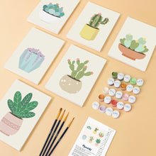 Load image into Gallery viewer, Mini Paint by numbers 15x20cm (6 pieces) - Cute Cactus Collectio 2