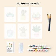 Load image into Gallery viewer, Mini Paint by numbers 15x20cm (6 pieces) - Cute Cactus Collectio 2