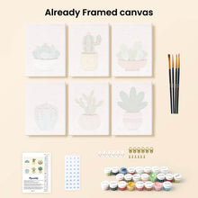 Load image into Gallery viewer, Mini Paint by numbers 15x20cm (6 pieces) - Cute Cactus Collectio 2