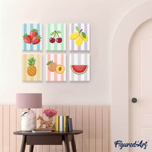 Load image into Gallery viewer, Mini Paint by numbers 15x20cm (6 pieces) - Sunny Fruit Set