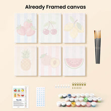 Load image into Gallery viewer, Mini Paint by numbers 15x20cm (6 pieces) - Sunny Fruit Set