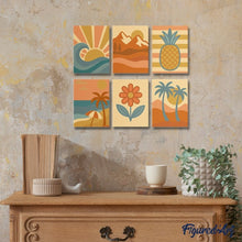 Load image into Gallery viewer, Mini Paint by numbers 15x20cm (6 pieces) - Retro Summer Vibes