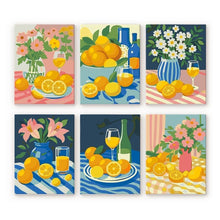 Load image into Gallery viewer, Mini Paint by numbers 15x20cm (6 pieces) - Golden Lemon Bouquet Figured'Art