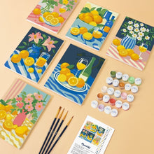Load image into Gallery viewer, Mini Paint by numbers 15x20cm (6 pieces) - Golden Lemon Bouquet