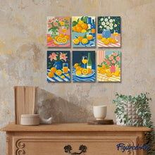 Load image into Gallery viewer, Mini Paint by numbers 15x20cm (6 pieces) - Golden Lemon Bouquet