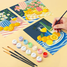 Load image into Gallery viewer, Mini Paint by numbers 15x20cm (6 pieces) - Golden Lemon Bouquet