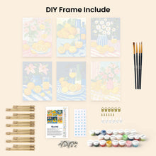Load image into Gallery viewer, Mini Paint by numbers 15x20cm (6 pieces) - Golden Lemon Bouquet