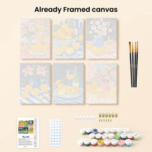 Load image into Gallery viewer, Mini Paint by numbers 15x20cm (6 pieces) - Golden Lemon Bouquet