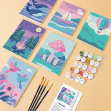 Load image into Gallery viewer, Mini Paint by numbers 15x20cm (6 pieces) - Little Dreamscapes