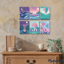 Load image into Gallery viewer, Mini Paint by numbers 15x20cm (6 pieces) - Little Dreamscapes