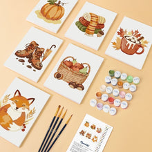 Load image into Gallery viewer, Mini Paint by numbers 15x20cm (6 pieces) - Autumn Hygge