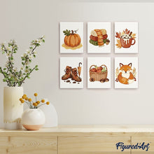 Load image into Gallery viewer, Mini Paint by numbers 15x20cm (6 pieces) - Autumn Hygge