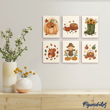 Load image into Gallery viewer, Mini Paint by numbers 15x20cm (6 pieces) - Autumn Harvest