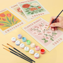 Load image into Gallery viewer, Mini Paint by numbers 15x20cm (6 pieces) - Flower Market 1