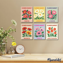 Load image into Gallery viewer, Mini Paint by numbers 15x20cm (6 pieces) - Flower Market 3