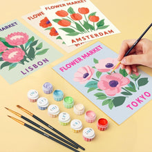 Load image into Gallery viewer, Mini Paint by numbers 15x20cm (6 pieces) - Flower Market 3