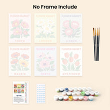 Load image into Gallery viewer, Mini Paint by numbers 15x20cm (6 pieces) - Flower Market 3