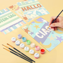 Load image into Gallery viewer, Mini Paint by numbers 15x20cm (6 pieces) - Hello World 1