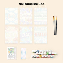 Load image into Gallery viewer, Mini Paint by numbers 15x20cm (6 pieces) - Hello World 1