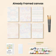 Load image into Gallery viewer, Mini Paint by numbers 15x20cm (6 pieces) - Hello World 1