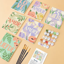 Load image into Gallery viewer, Mini Paint by numbers 15x20cm (6 pieces) - Floral Love 1