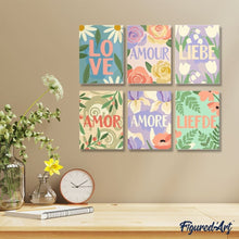 Load image into Gallery viewer, Mini Paint by numbers 15x20cm (6 pieces) - Floral Love 1
