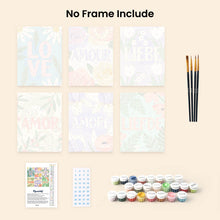 Load image into Gallery viewer, Mini Paint by numbers 15x20cm (6 pieces) - Floral Love 1