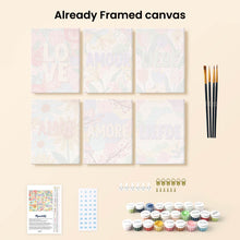 Load image into Gallery viewer, Mini Paint by numbers 15x20cm (6 pieces) - Floral Love 2